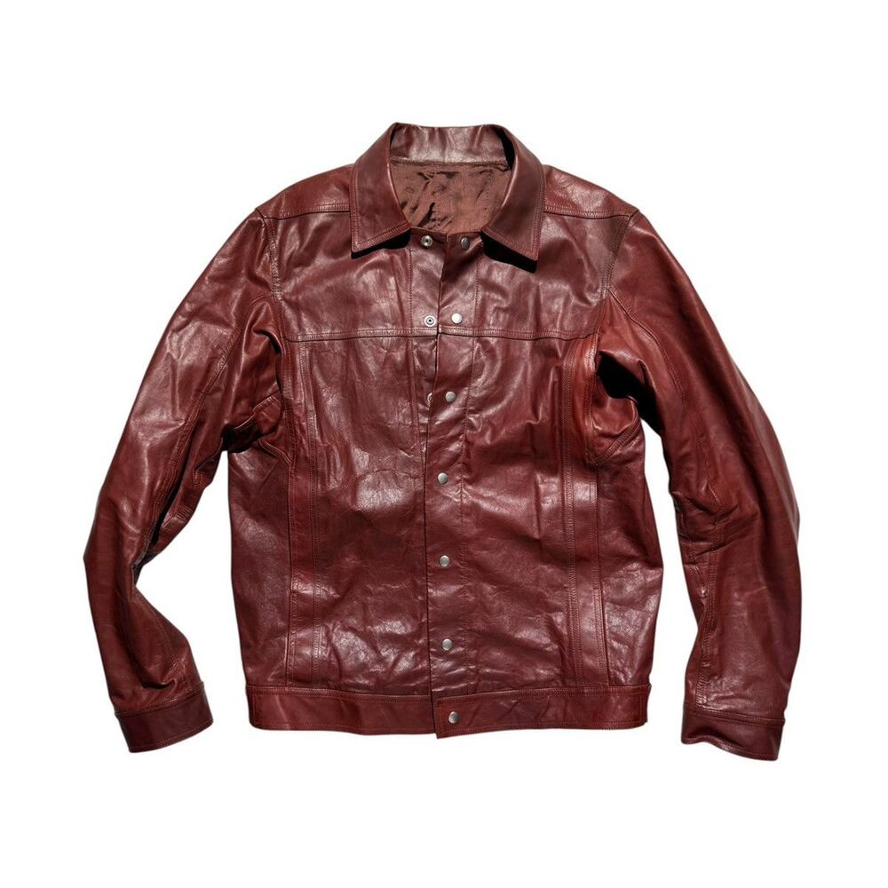 macassar snap button Leather Jacket